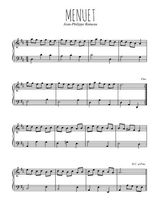 Téléchargez l'arrangement pour piano de la partition de jean-philippe-rameau-menuet-en-re en PDF
